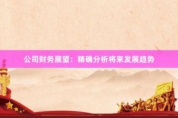 公司财务展望：精确分析将来发展趋势